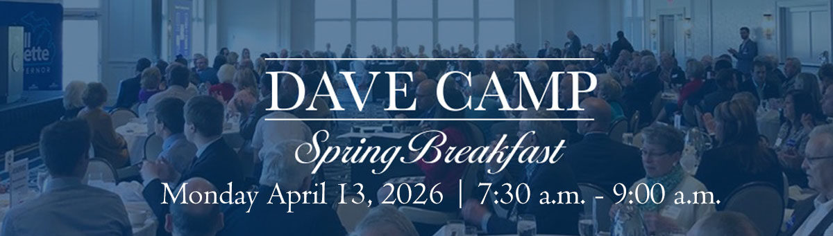 Dave Camp Spring Breakfast event announcement banner.